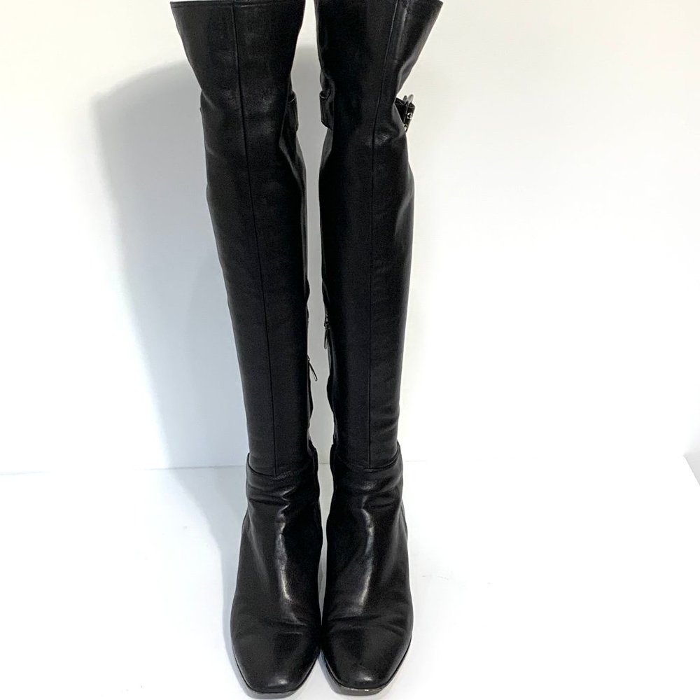 Gianvito Rossi Black Leather Knee High Boots Size 36.5